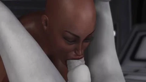 3d Alien Dickgirl pokes A dirty black bondman In Space Station