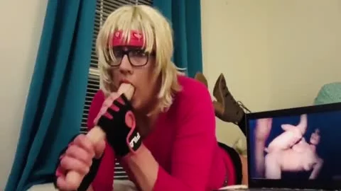 astonishing sex dildo DEEPTHROAT SISSY slutty SISSY wazoo IN WINDOW
