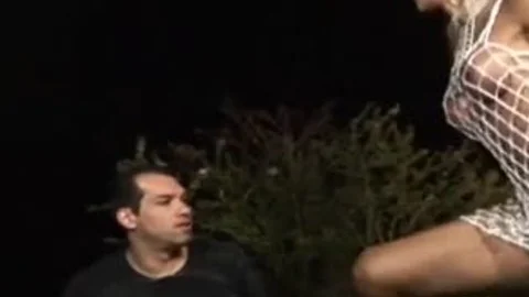 Blond shemale pounded Boyfriend In The Park