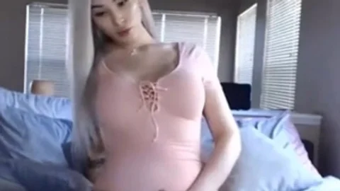 busty blond shelady Playing With Her penis In A wild Leotard