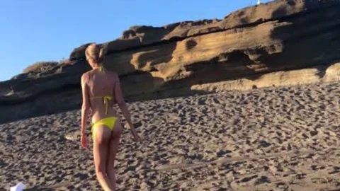 Very marvelous shelady Masturbating And engulfing jock (cumshots) On The Beach