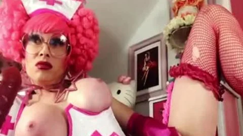 Nurse Sissy large tits Masturbates 10-Pounder