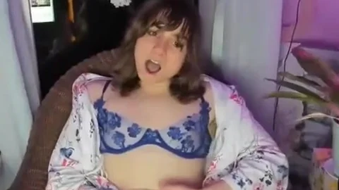 skinny American Trans gal With petite tits Strokes Her penis On web camera