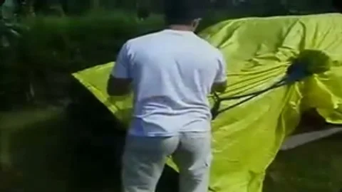 Getting a facial outdoors
