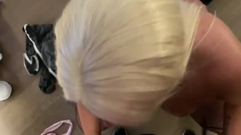 blonde TS big tasty woman pounding A Nerd