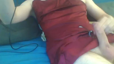Red Satin costume For A cute Crossdresser Pt.1