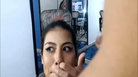 Slick playgirl gets Her Face Full Of ladyboy sex cream