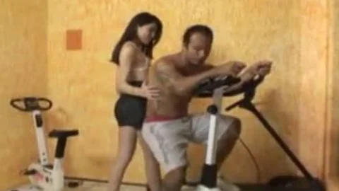 Hispanic ladyman drilled In The Gym
