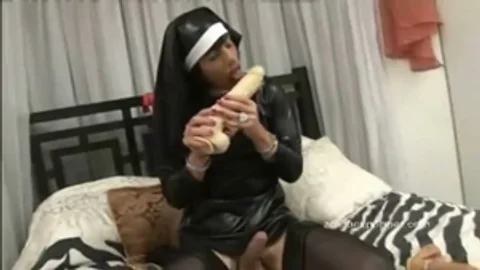 Lustful nun helps with sloppy fucking