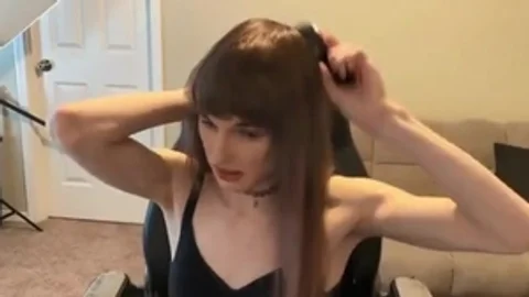 lengthy 10-Pounder brunette hair Trans beauty Camshows Solo