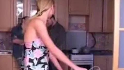 young Russian housewife Interrupted while