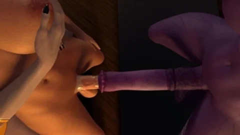 Demon Futanari tranny trio penis banging Testicle Inflation