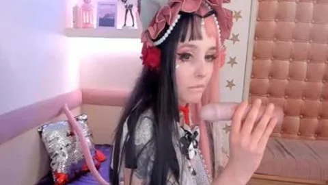 sheboy Cosplayer Puts Rubber penis Up To The throat