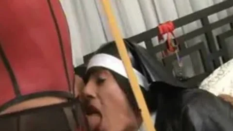 excited Crossdresser Nun Zoe hammer Puppet Takes sheboys Creamy Load In Her excited mouth