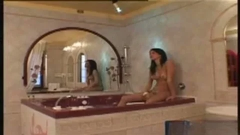 brunette TS pooperized In bathroom Tub